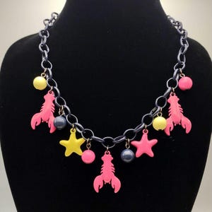 Lobster and Starfish Whimsical Charm Necklace- Ocean Themed Under the Sea Necklace- Beach Vibes- Cape Cod Cutie Necklace