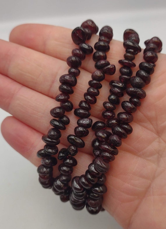 Garnet Nugget Polished Bead Necklace- Vintage Gar… - image 6