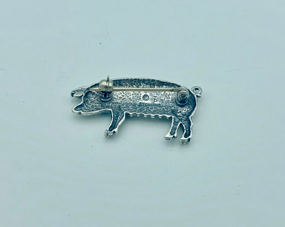 Sterling Silver Textured Pig Pin Item K # 3746 - image 2