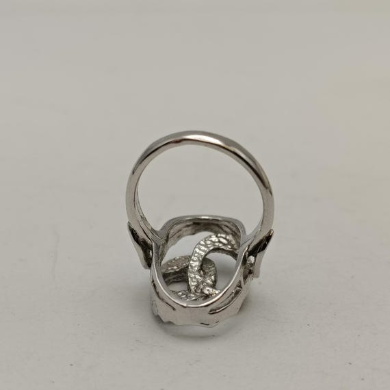 Silver Tone Interlocking Ovals Clear Rhinestone R… - image 9
