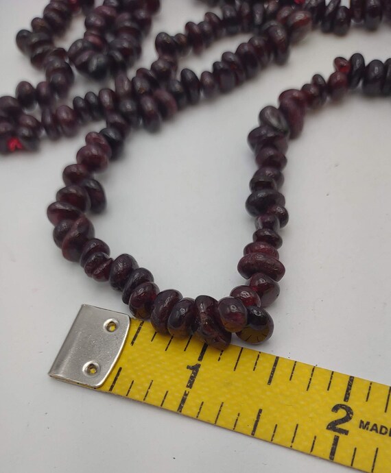 Garnet Nugget Polished Bead Necklace- Vintage Gar… - image 5