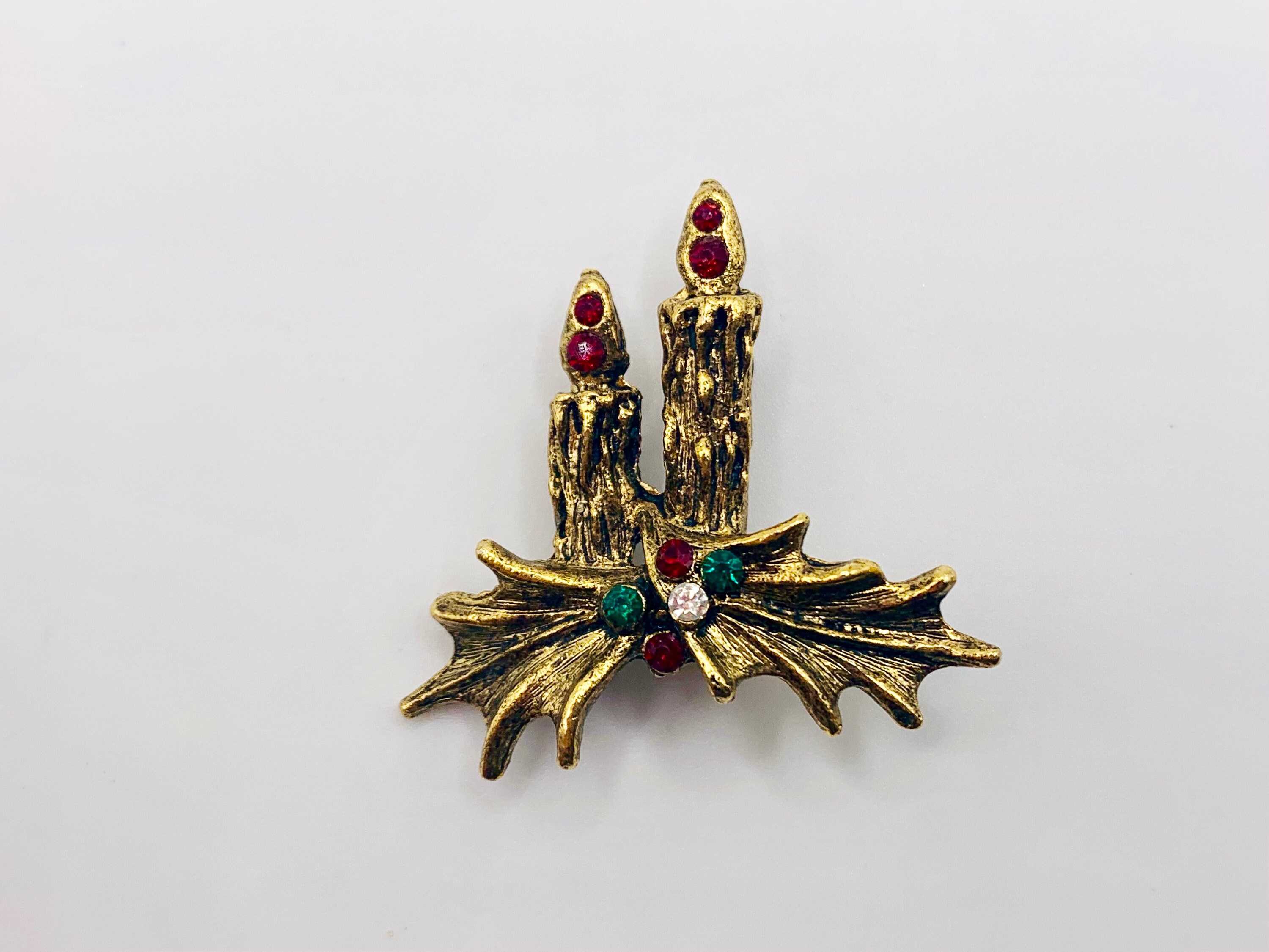 Vintage Rhinestone Christmas Candle Pin Item K 219 Etsy 日本