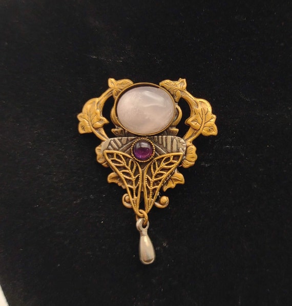 Steampunk Style Handmade Rose Quartz and Purple G… - image 1