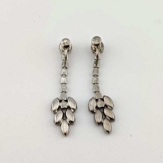 Signed Weiss Clear Rhinestone Dangling Screw-Back… - image 7