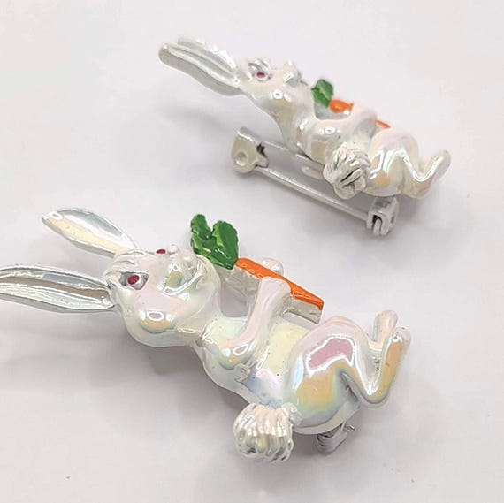 Rabbits Scatter Pin- Iridescent Easter Bunnies- V… - image 8