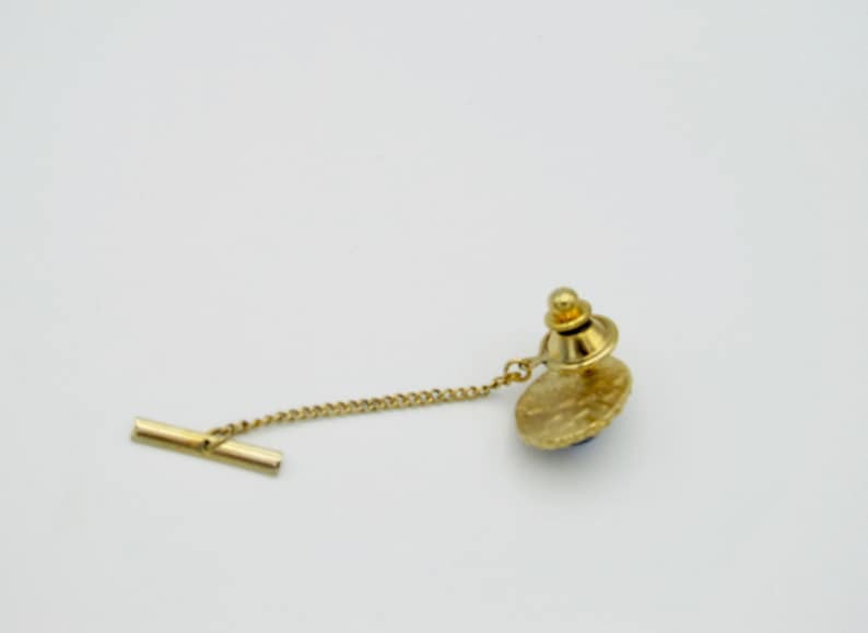 Vintage Blue and Gold Tone Tie Tack Item K # 2755