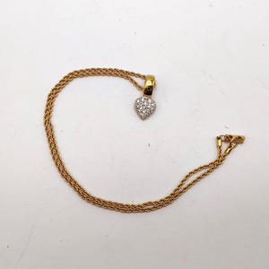 スワロフスキー パヴェ クリアクリスタル ハートペンダントネックレス - スワンロゴジュエリー - ヴィンテージデザイナーエステートジュエリー - バレンタインデーネックレス K#1057