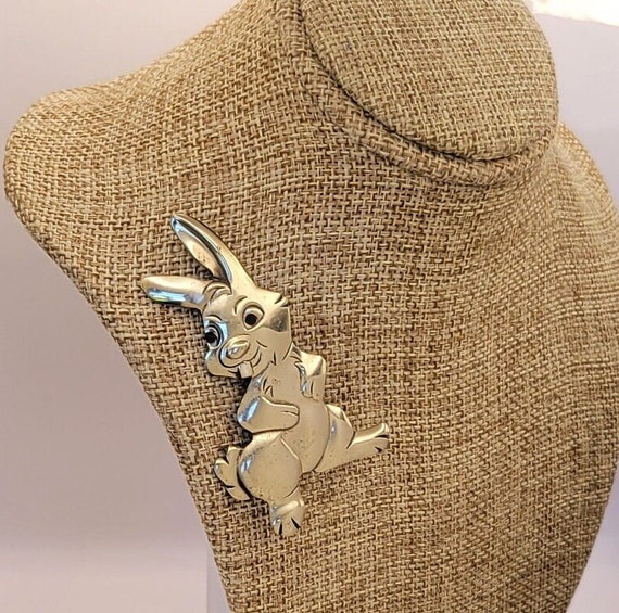 Vintage Enameled Metal Bunny Rabbit Pin - Silver … - image 7