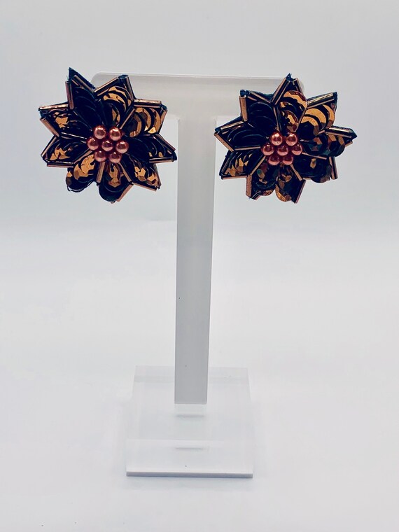 Sequin flower earrings sale