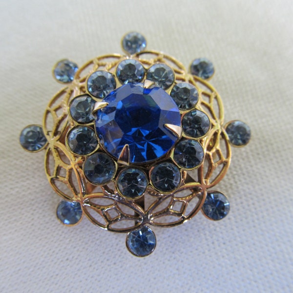 50er Jahre 60er Jahre blau Strass Pin Element K # 906