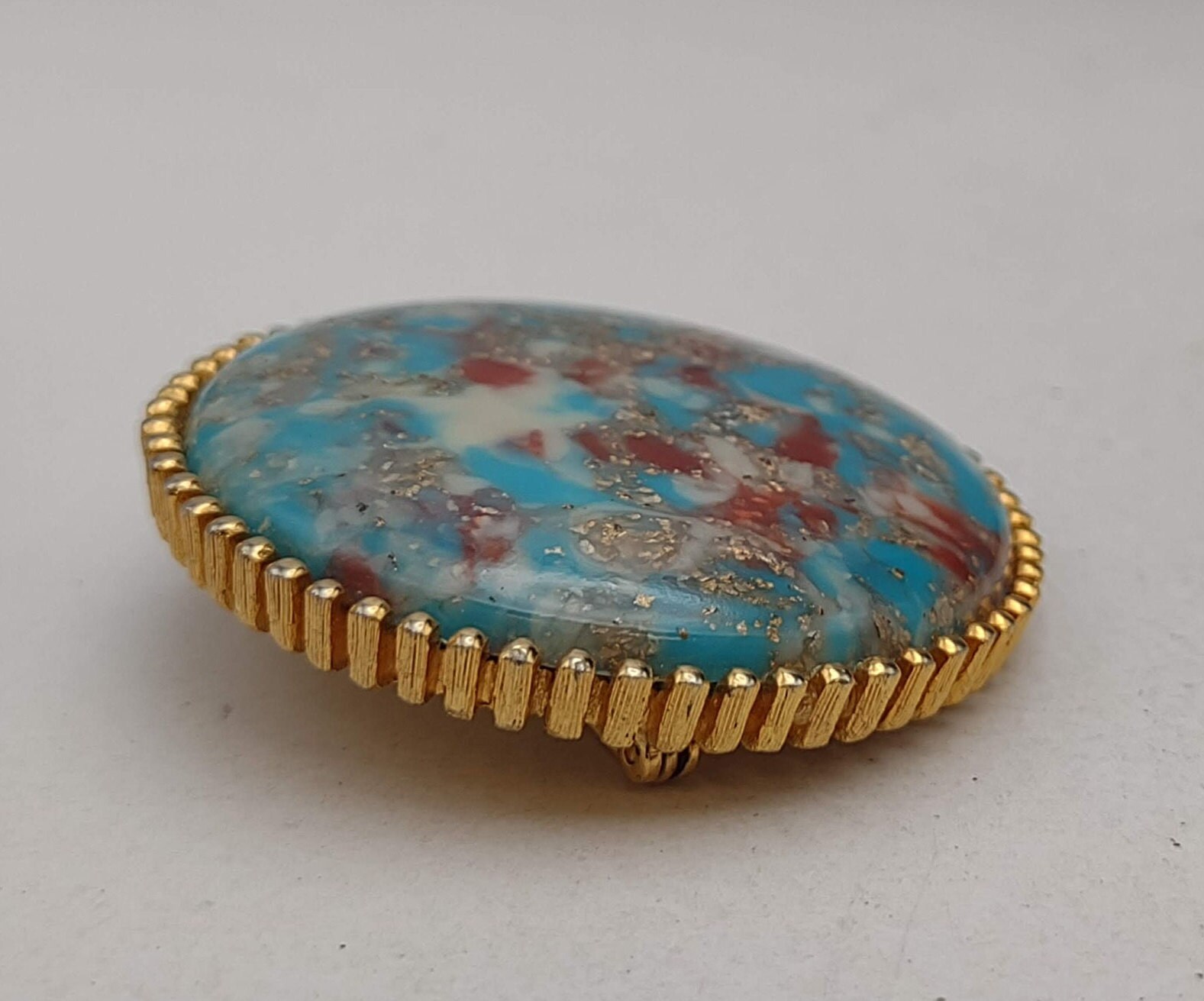 Broche Art Déco En Turquoise Et Argent Sterling - Ancienne Et Antique - Occasion