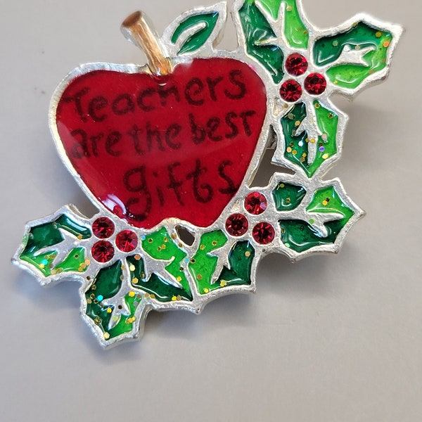 AJMC- Teacher's Are The Best Gifts- Apple Pin- Teacher Gift Pin- Teacher Gift Ideas- Gift Topper for Teacher- American Jewelry Mfg. Co. K#92