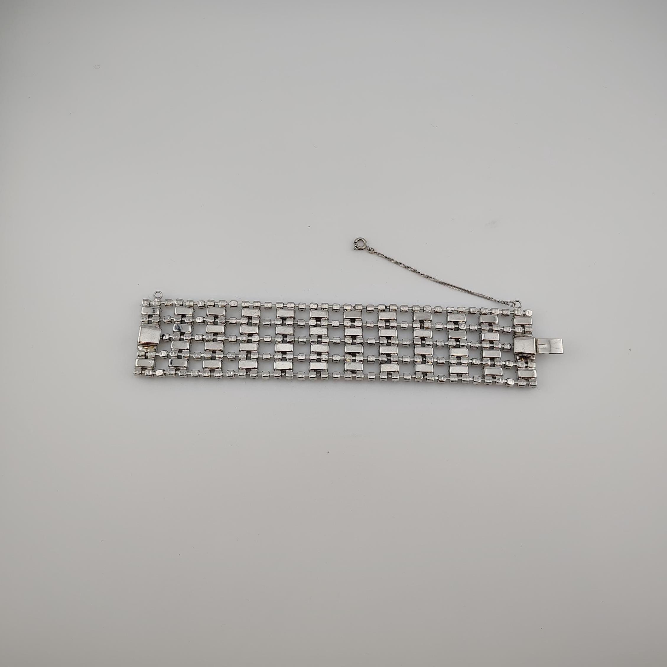 1960s Rhinestone Bracelet: Vintage Silver Tone Crystal Cuff - Etsy