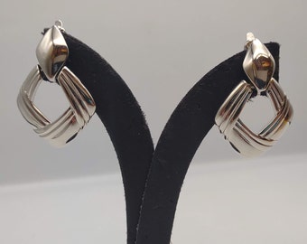 Retro Trifari Silver Tone Door Knocker Clip On Earrings- Vintage Trifari Collectable Jewelry- Dangling Earrings- K#1293