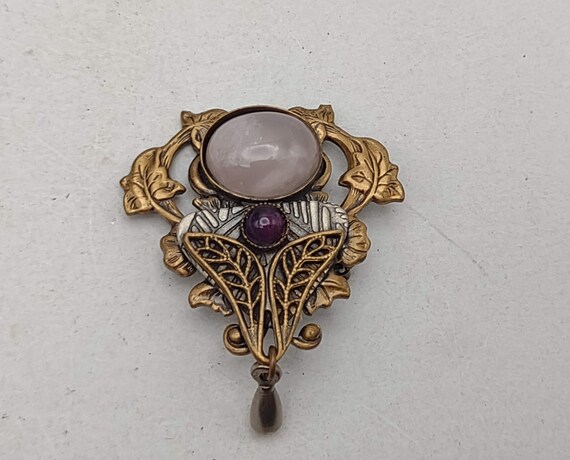 Steampunk Style Handmade Rose Quartz and Purple G… - image 2