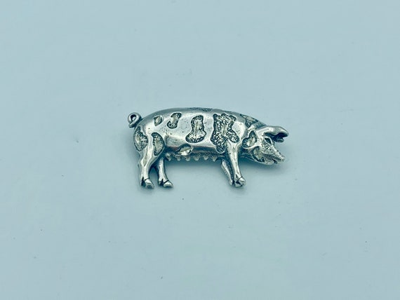 Sterling Silver Textured Pig Pin Item K # 3746 - image 1