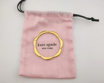 Vintage Kate Spade New York Gold Tone Scalloped Floral Hinged Bangle Bracelet and Bag