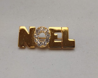 Vintage Gold Tone Noel Christmas Brooch- Holiday Jewelry- Holiday Noel Pin- Holiday Seasonal Jewelry- Noel Name Pin K#468