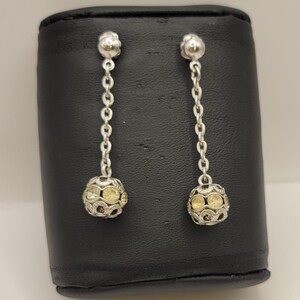 Retro Crystal Ball Dangle Earrings-Vintage Glamour Jewelry-Statement Rhinestone Drops-Vintage Sparkle Ball-Special Occasion Earrings -K#1436