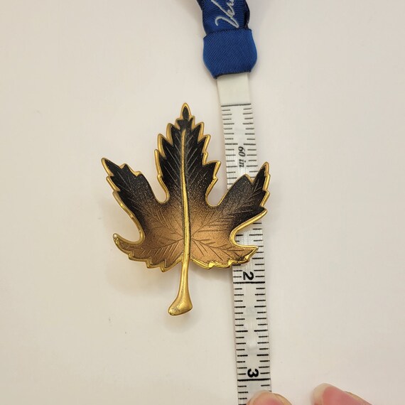 Vintage Brown Ombre Enameled Maple Leaf Pin- Gold… - image 9