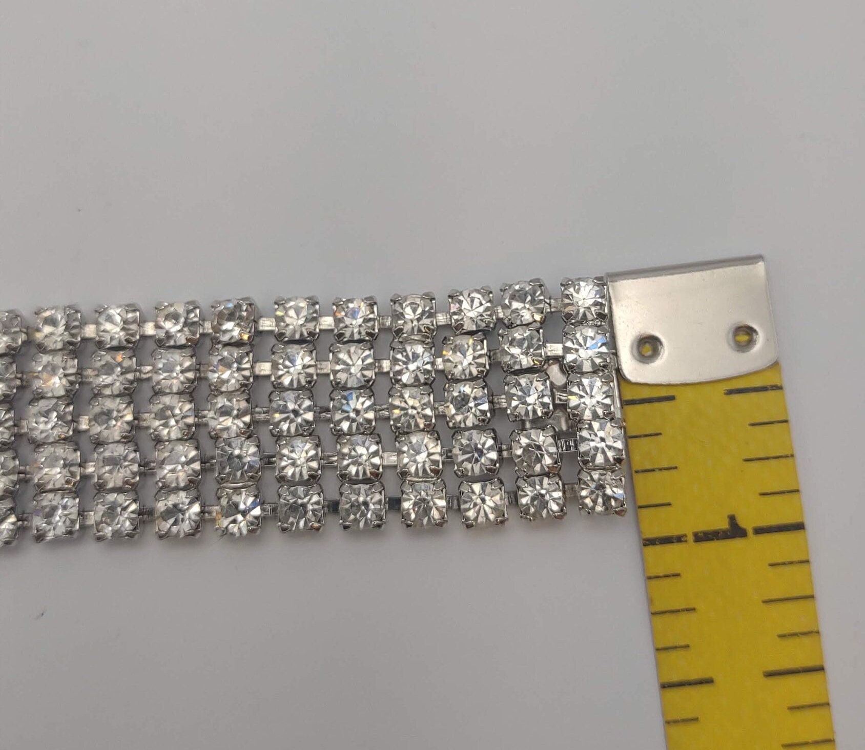 Weiss- 1960s Prong Set Rhinestone Bracelet- Vintage Chunky Weiss- 1960s Prong Set Rhinestone Bracelet- Vintage Chunky