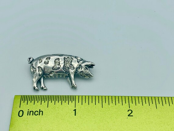 Sterling Silver Textured Pig Pin Item K # 3746 - image 3