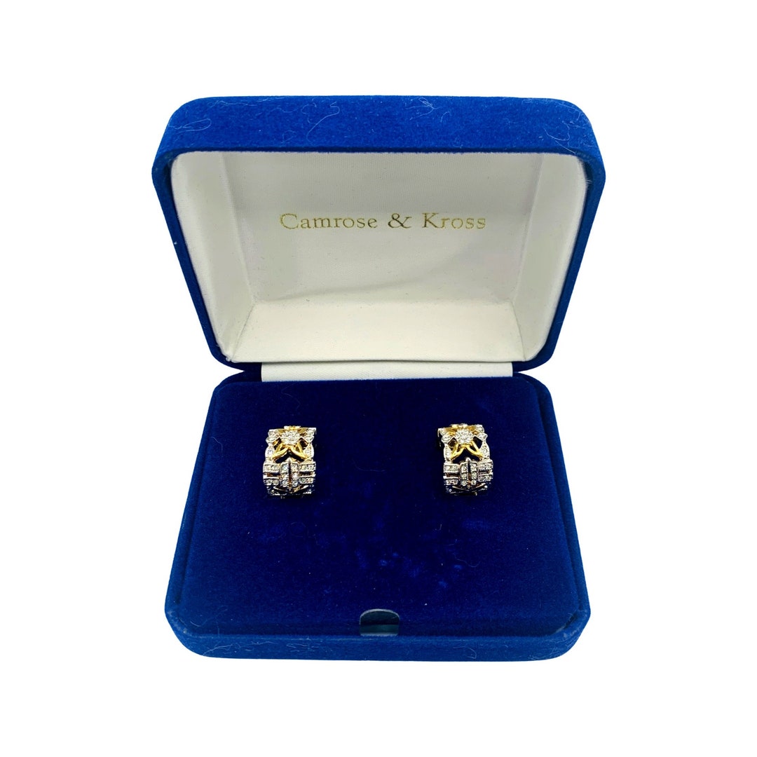 CAMROSE and KROSS Ornate Crystal Hoop Style Earrings Item K Etsy