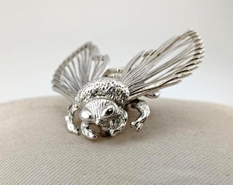 Vintage Monet Silver-Tone Wire Wing Bug / Insect Brooch
