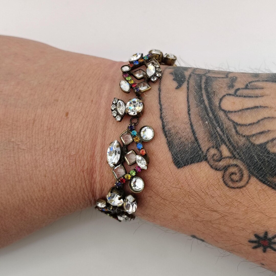 Sorrelli Crystal Geometric Bracelet: Antique Gold Tone  display picture 3