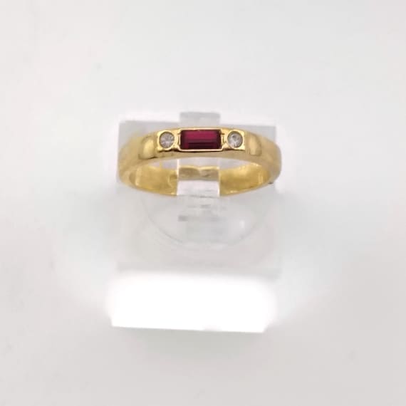 Vintage Signed Avon Ruby Red Rectangle and Round … - image 1