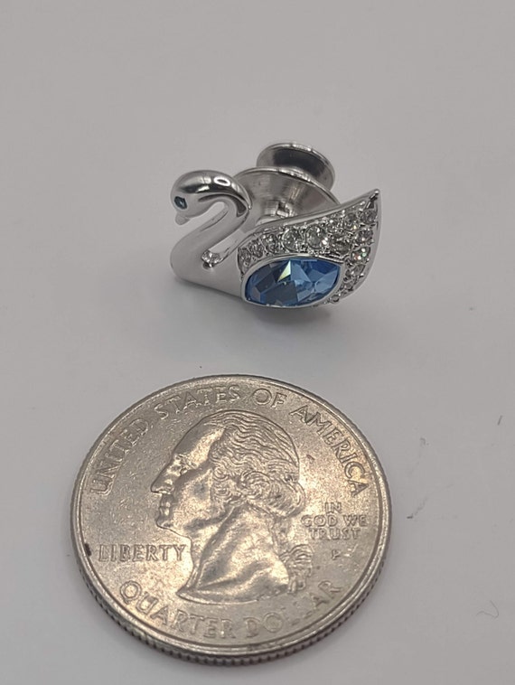 Swarovski Crystal- Swan Pin- Swan logo- Blue Swar… - image 6