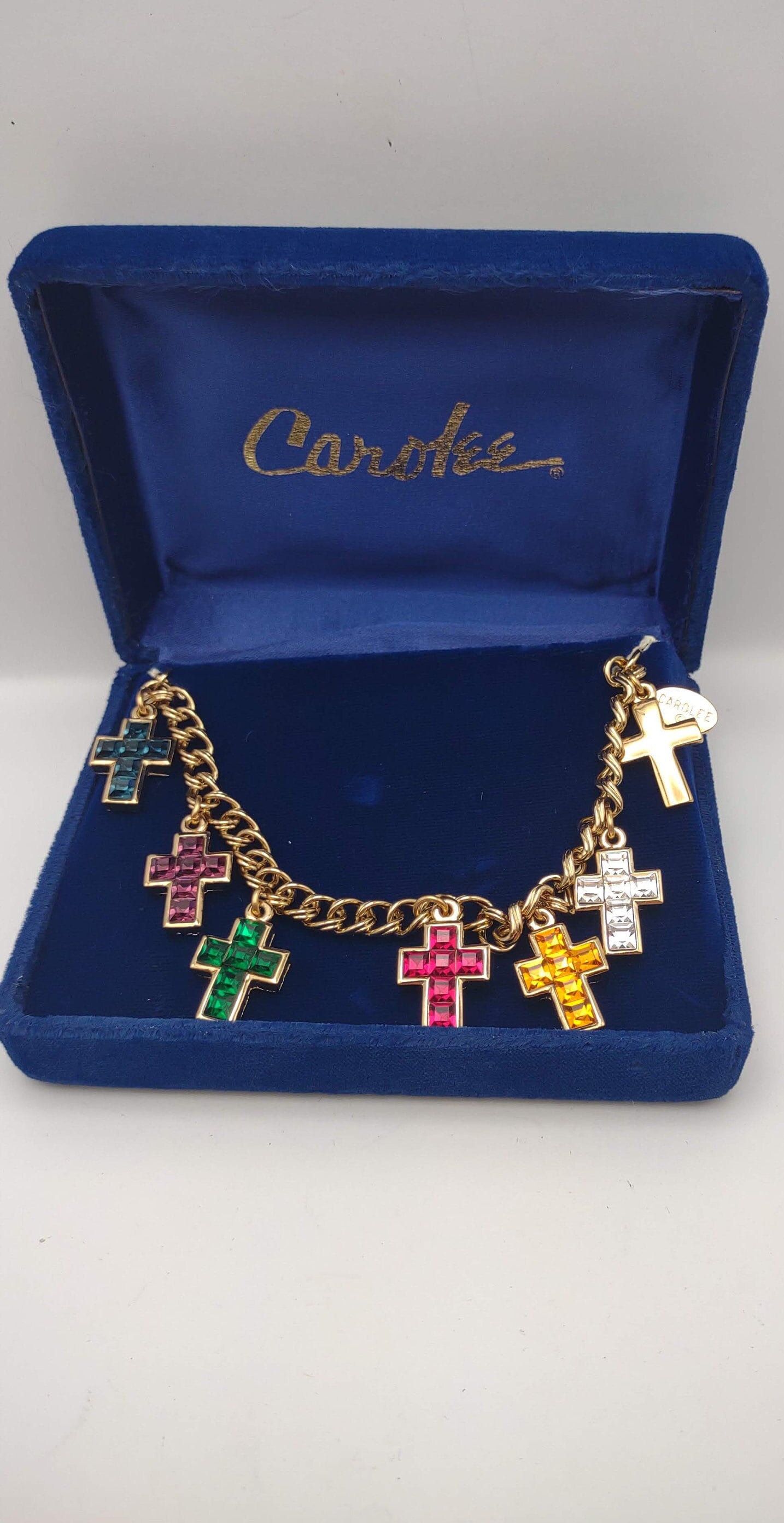 Carolee- Duchess of Windsor Swarovski Crystal Cross Charm Bracelet