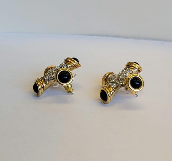 Rhinestone X-Shape Statement Earrings: Black Cabo… - image 7