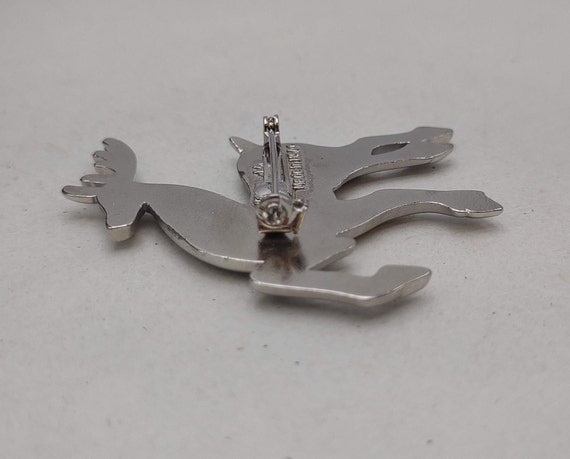 Vintage Silver Tone Prancing Reindeer Christmas H… - image 8