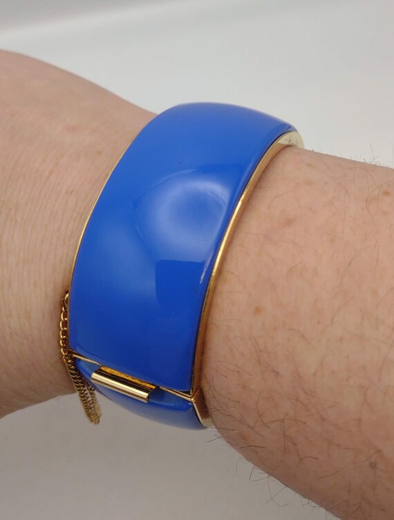 Vibrant Royal Blue Chunky Hinged Bangle Bracelet … - image 4