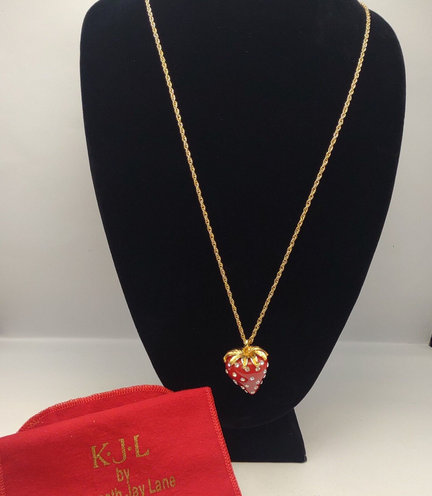 Kenneth Jay Lane Strawberry Pearl Crystal Necklace