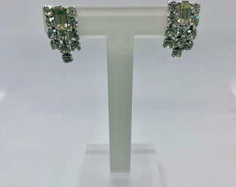 Vintage Prong Set Rhinestone Earrings Item K # 1129