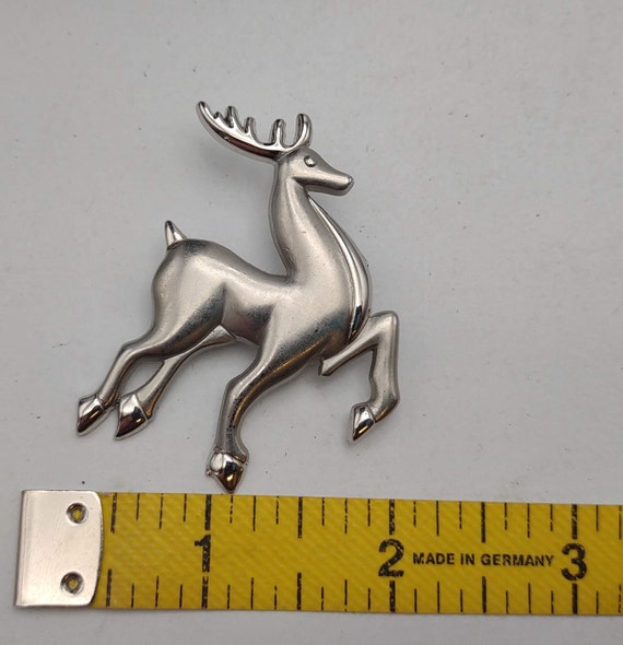 Vintage Silver Tone Prancing Reindeer Christmas H… - image 5