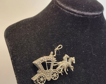 マーカサイト駅馬車ブローチ – 0.835 シルバー 馬と馬車のピン - Etsy 日本