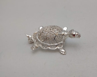 Alemania plata de ley lindo filigrana tortuga broche- vintage adornado diseño plata calado lindo 3D tortuga pin- tortuga amante regalo K #554