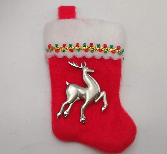 Vintage Silver Tone Prancing Reindeer Christmas H… - image 2