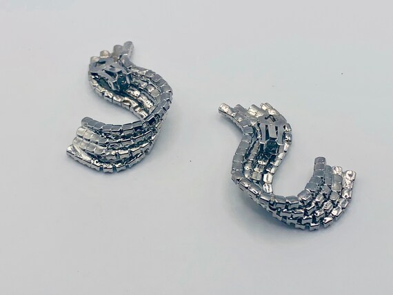 Vintage Dramatic Curved Rhinestone Earrings Item … - image 4