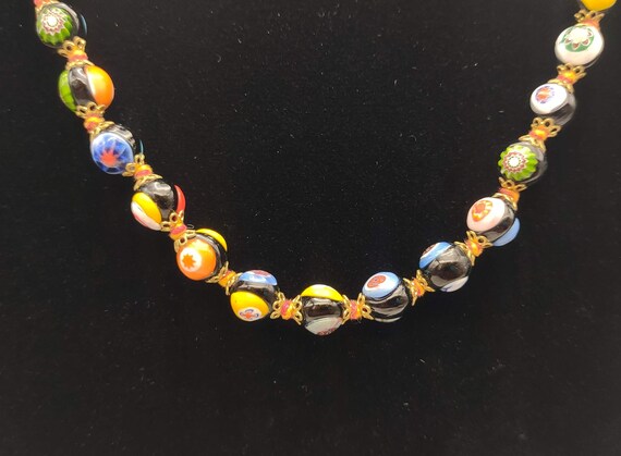 Vintage Italian Glass Beaded Milli Fiori Necklace… - image 1