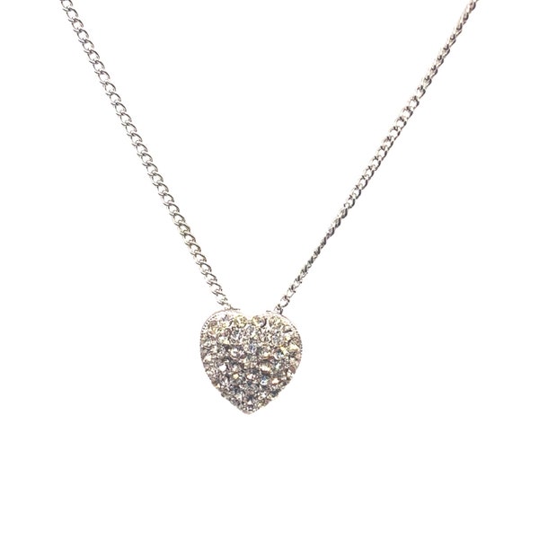 WEISS Vintage Sparkling Rhinestone Heart Pendant Necklace Item K # 2865