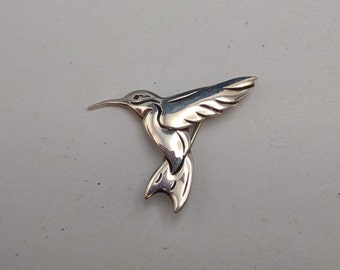 Vintage Sue B Designs 925 Sterling Silver Hummingbird Pin- Vintage Estate Jewelry- Bird Lover Gift- Humming Bird Collector Gift K#728