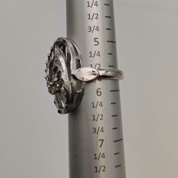 Silver Tone Interlocking Ovals Clear Rhinestone R… - image 6