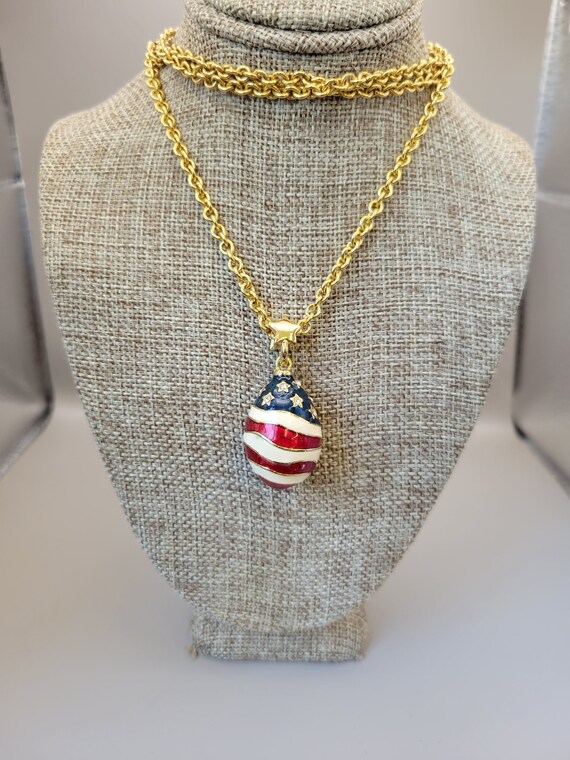 Joan Rivers- Patriotic Egg Pendant-Red, White, an… - image 3