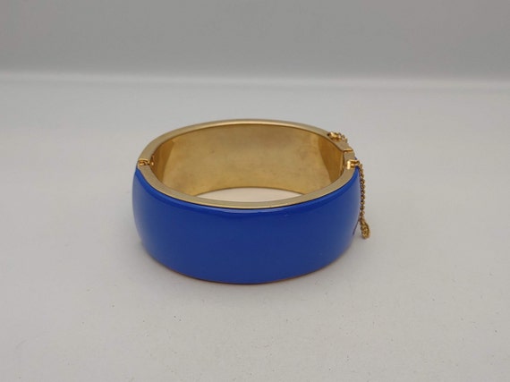 Vibrant Royal Blue Chunky Hinged Bangle Bracelet … - image 1