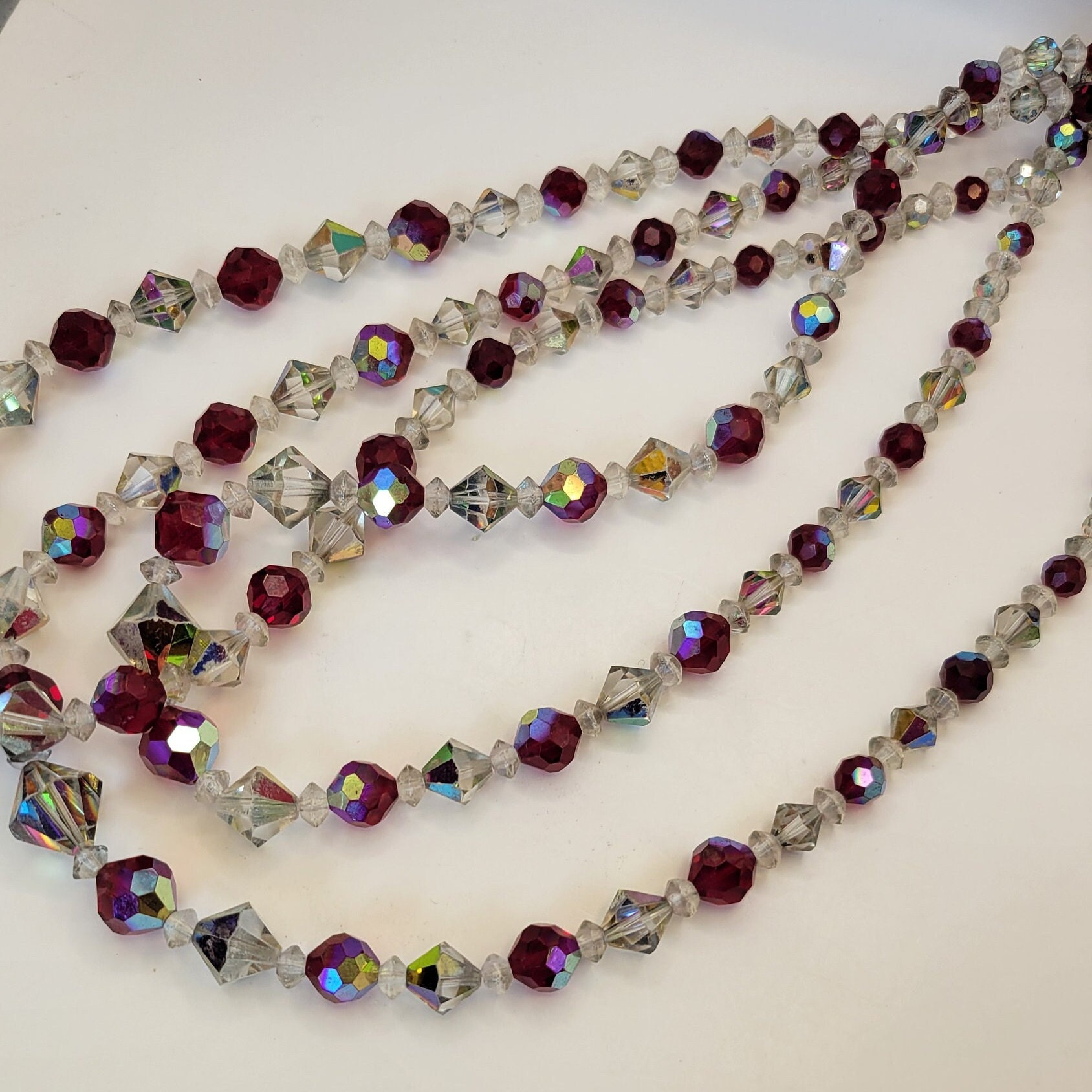 RARE ANCIEN COLLIER Murano perles fines multi chaines necklace murano