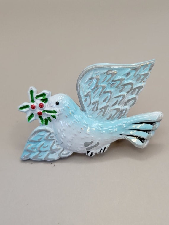 Dove of Peace Enameled Pin- Peace Dove- Dove with 